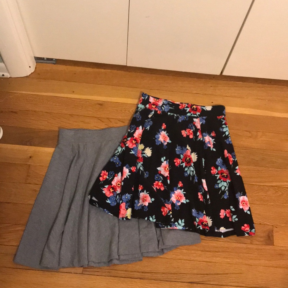 SO grey and floral skater skirts (2)